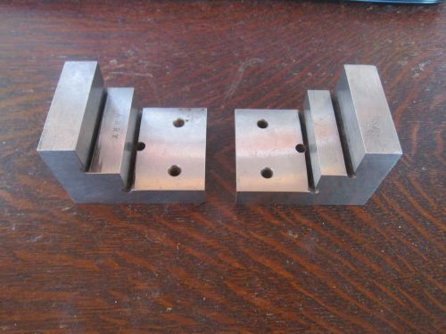 Pair of vintage precision angle plates fixture machinist tools step blocks 123 for sale