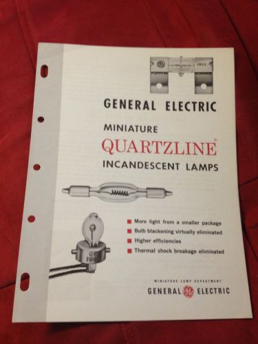 VINTAGE GE GENERAL ELECTRIC MINIATURE QUARTZLINE INCANDESCENT LAMPS BROCHURE