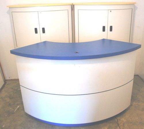 CUSTOM MADE LOCKABLE  CURVED DISPLAY STAND &amp; 4 STACKABLE / LOCKABLE  CABINETS