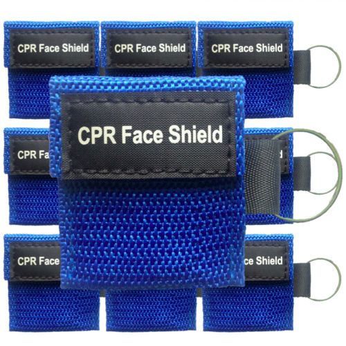 11 lot Red &amp; Blue Rescue Key MINI CPR Keychain Masks Face Shield Barrier Kits