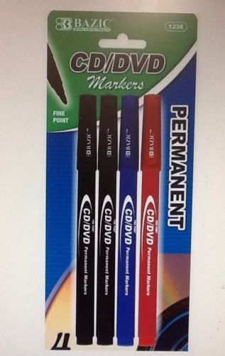 Bazic Assorted Color CD/DVD Permanent Marker 4 Per Pack Black/red/blue