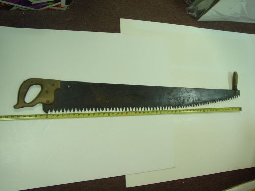 Vintage antique old wood handled two man logging saw collectable