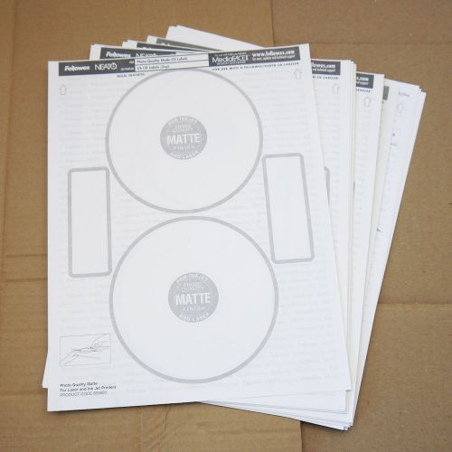 26 loose sheets of printable fellowes neato cd/jewel case matte sticker labels for sale