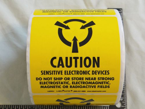 Warning Label Electrostatic Sensitive Device, 500 Per Roll, 4&#034; X 4&#034;, New