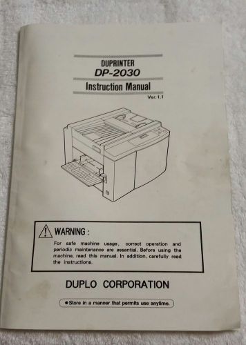 DP-2030 DUPLO DUPRINTER INSTRUCTION MANUAL