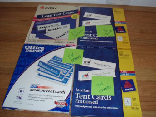 Lot of Avery &amp; Office Depot  Medium Tent Cards 5305 Perfed 2.5&#034; x 8.5&#034; White