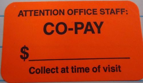 Medical arts press fluorescent orange co-pay collect at time of visit labels for sale