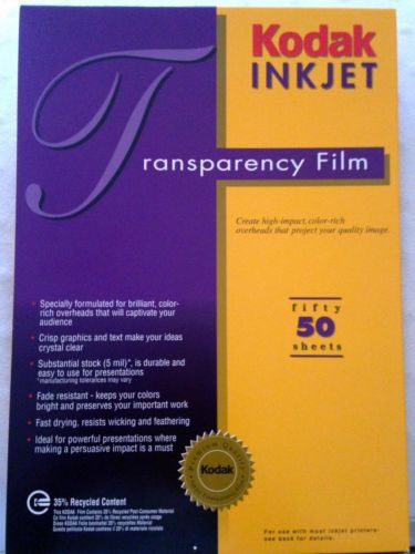 Kodak Premium Quality inkjet Transparency Film - Qty1- (50 pack)