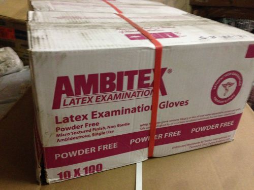 Ambitex Powder Free, Disposable Latex Exam Gloves 1000 Gloves/Case Small