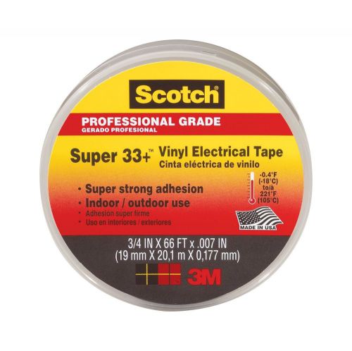 3M Scotch Super 33+ Black Vinyl Electrical Tape, 3/4 in x 66 ft - NEW!