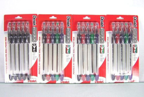 PENTEL~RSVP~LOT OF 4 PACKS~5 ct. EACH~BLACK &amp; MULTI-COLOR~20 BALLPOINT GRIP PENS