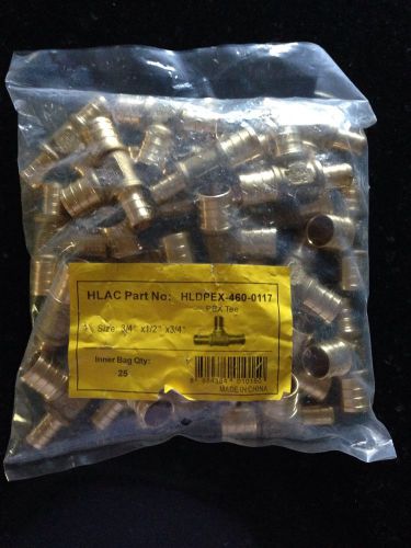 (25) 3/4&#034; x 1/2&#034; x 3/4&#034; pex tee brass crimping fittings for sale