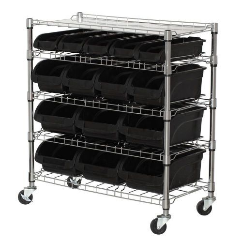 5-Shelf Mobile Bin Shelving Unit with Plastic Bins industrial commercial AB51341