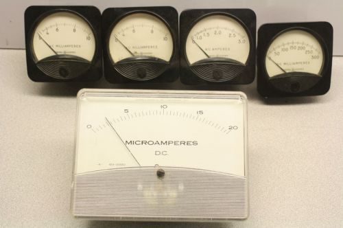 General Electric Panel Meter Set AC Miliamps Amps and DC &amp; Bonus Meter