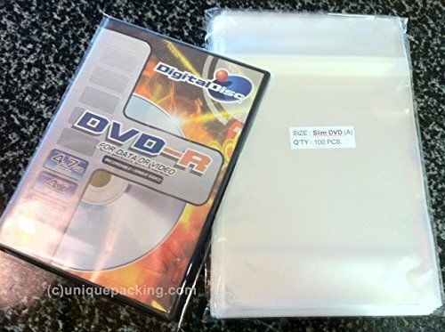 100 pcs clear slim dvd case opp / cello / cellophane plastic bags non shrink for sale