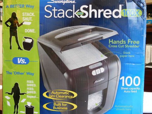 Stack-and-Shred 100X Hands Free Shredder, Super Cross-Cut, 100 Sheets - NEW