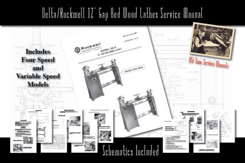 Delta/Rockwell 12&#034; Gap Bed Wood Lathes Service Owner&#039;s Manual Parts List