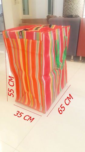 Thai Plastic Shopping Bag Rainbow Color 35x 55x 65 cm. Durable Reuseable Zipper