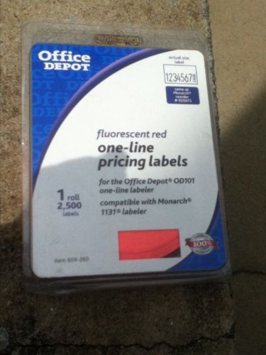 Office Depot OD101 One Line Price Labels 2,500 Fluorescent Red Monarch 1131