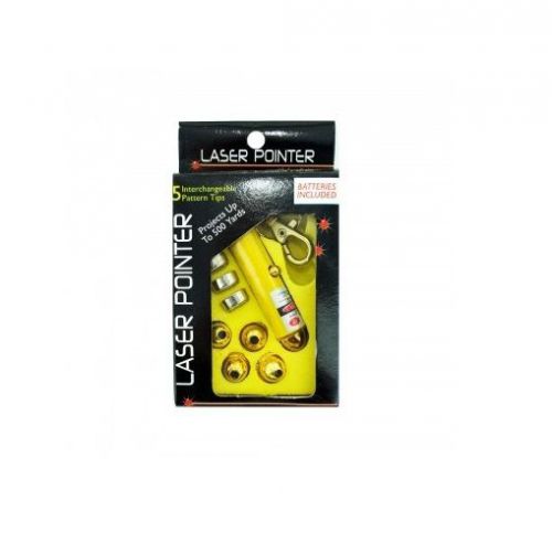 Laser Pointer with 5 Interchangeable Heads with Pattern Tips - 3 lr44 Batteries
