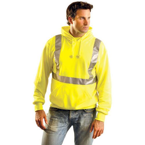 ANSI Class 2 Yellow Reflective Hooded Sweatshirt by Occunomix - L