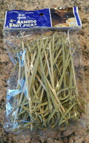 Bag of 100 4&#034; BAMBOO KNOT FOOD PICKS Eco Friendly Fruit Hors d&#039;oeuvres NEW