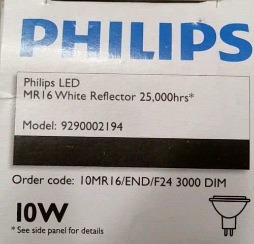 Philips led dimmable mr16 10w 3000k 12v 10mr16/end/f24 3000 dim 420174 for sale