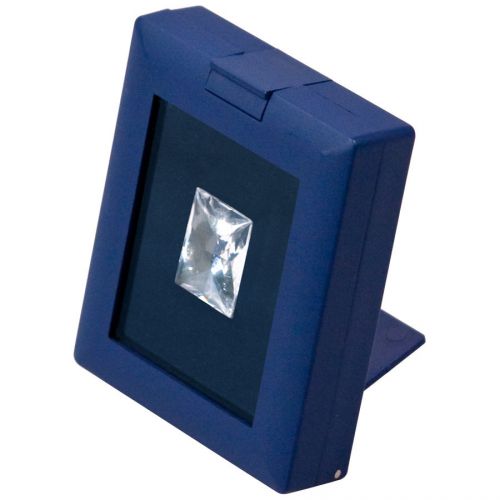 BLUE GLASS TOP GEM BOX w/EASEL SHOWCASE DISPLAY GEMSTONE STORAGE COINS DISPLAY