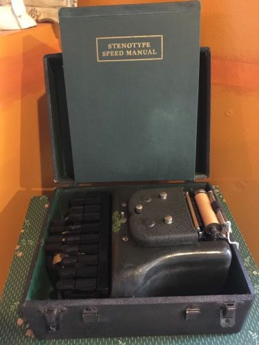 Vtg Stenotype Short Hand  Court Machine, Case &amp; Instructions Book - Steampunk