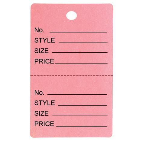 1000 L:arge Perforated Merchandise Coupon Price Tags Pink