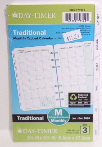 Day Timer 87129 Monthly Refill 2016, 12 Months, Loose Leaf, Portable Size 3