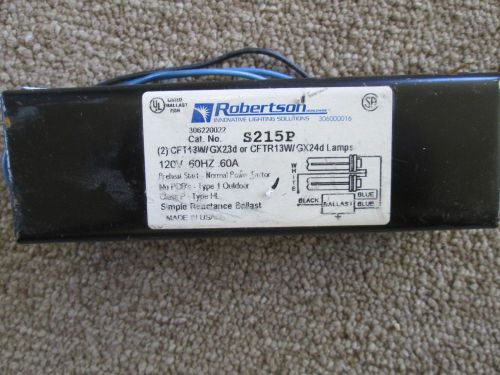 ROBERTSON S215P Fluorescent mBallast for 2 CFT13W/GX23, CFQ13W/GX23 used