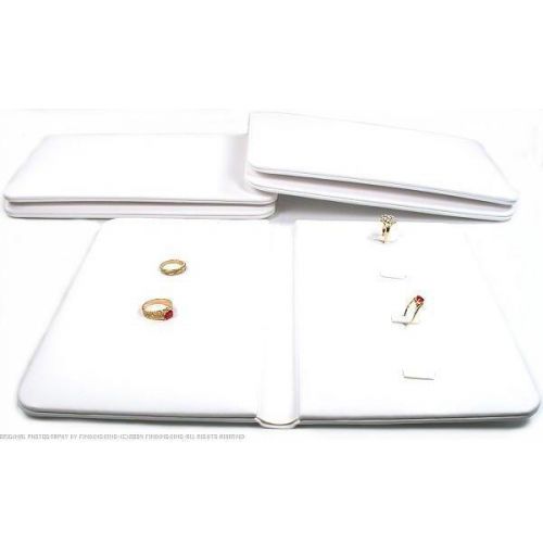 3 White Faux Leather Ring Display Pads