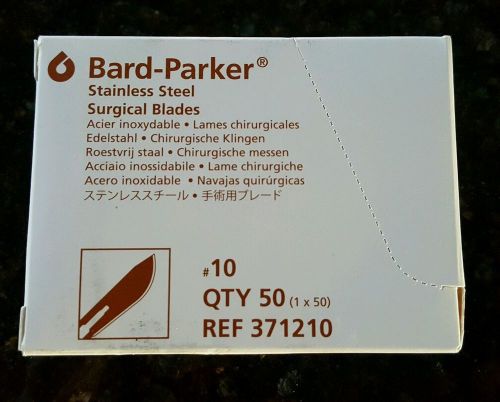 BD Bard-Parker #10 Surgical Blades Stainless Steel 50/bx #371210 Sterile Aspen