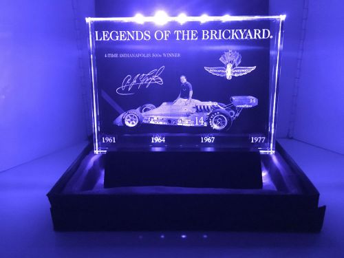 3D Lasered Crystal  Brickyard Legend AJ Foyt w/ lighted base