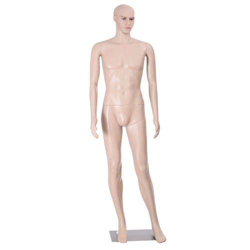 Male Mannequin Plastic Realistic Display Head Turns Dress Form With Base NEW