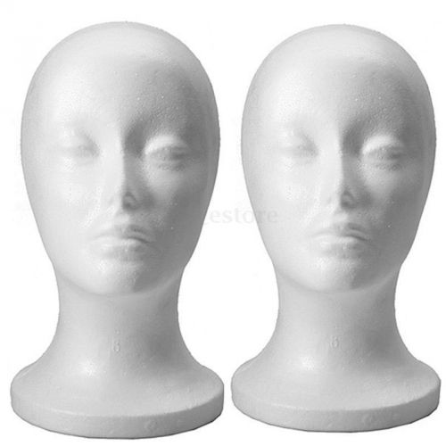 2PCS Female Styrofoam Mannequin Manikin Head Model Foam Wig Hair Glasses Display