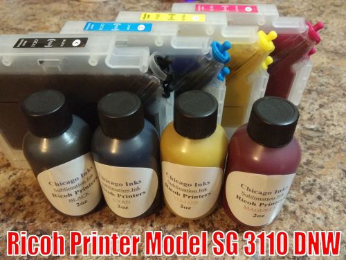 Sublimation Ink PreFilled Refillable Cartridges Set of Inks for Ricoh 3110 DNW