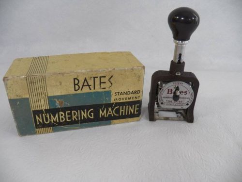 Vtg Bates Numbering Machine Stamp 6 Wheel Standard Movement Style E IOB
