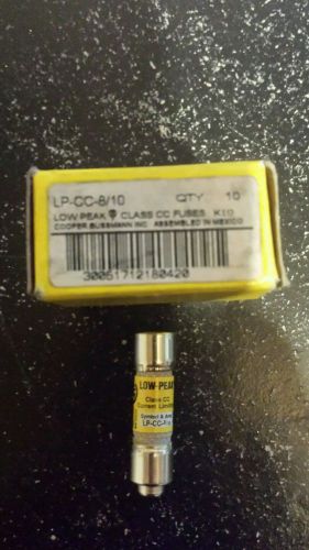 New in box lot of (10) bussmann lp-cc-8/10 lpcc 8/10 amp fuses class cc 600v new for sale