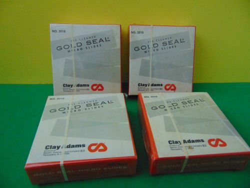 Lot of 4 Clay Adams 3010 Pre-Cleaned Gold Seal Micro Slides New &amp; Sealed