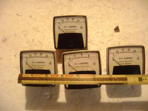 lot of 4  GE meter gauges  30 amp and 10 amps