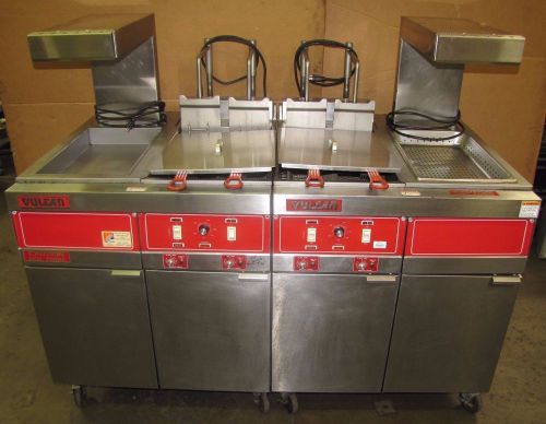 Vulcan 4erd50 480v 3ph 21.0 kw 50 lb commercial electric fryers w/ dump stations for sale