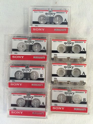 Lot of 7 Sony MC30 Micro Cassette Tapes Answering Dictation Machine Office