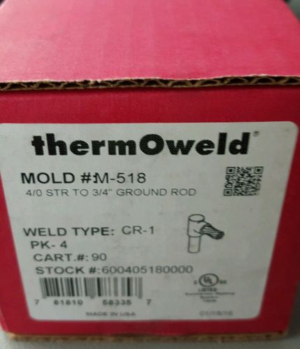 Thermoweld M-518 Exothermic Mold 4/0 STR to 3/4&#034; Grade Rod NEW