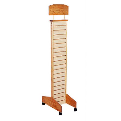 Conde rack solid maple store display fixture narrow slatwall tower / casters nib for sale