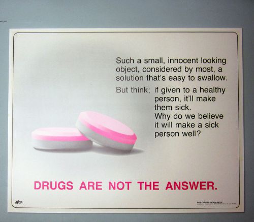 Chiropractic Poster VTG on Foam Board &#034;Drugs Are Not the Answer&#034; 28 X 22