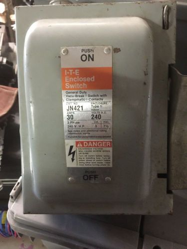 Siemens JN421 30 Amp 3 Pole 240 Vac fusible NEMA 1 Safety Disconnect Switch