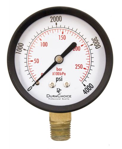 2&#034; utility pressure gauge - blk.steel 1/4&#034; npt lower mount 4,000 psi for sale