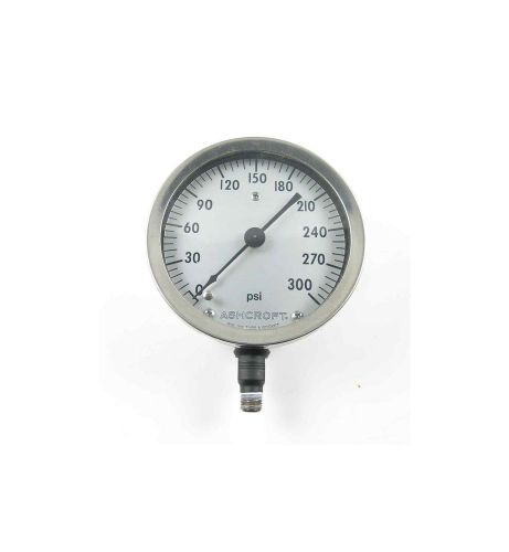 Ashcroft 4.5&#034; pressure gauge, 0-300psi, 1/2&#034; npt lower mount, 316l stainless for sale